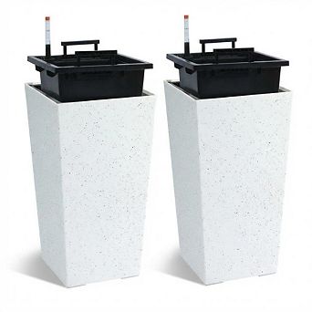 2 pc 21 in Tall Planters,Planter Pots,Front Porch Planter Pot with Drainage Holes＆Water Level Monitor
