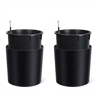 2 pc 20 in Tall Round Planter,Large Planters with Built-in Drainage and a Water Level Monitor,Wheels