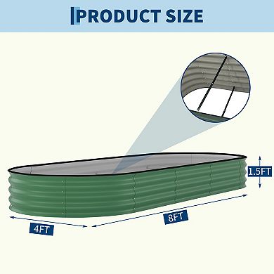 Galvanized Raised Garden Bed Outdoor,Metal Planter Box,Rust-Resistant Raised Garden Beds,8x4x1.5FT