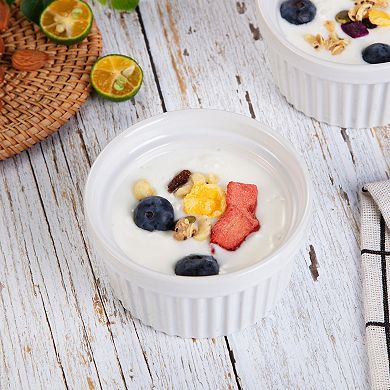 8 Oz Ramekins Set of 8, Ceramic Ramiken Oven Safe, Stackable Souffle Cups, Creme Brulee Ramekins