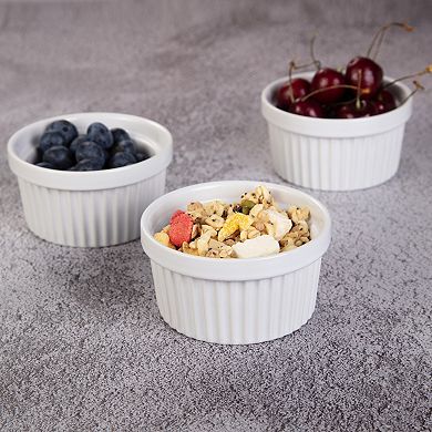 8 Oz Ramekins Set of 8, Ceramic Ramiken Oven Safe, Stackable Souffle Cups, Creme Brulee Ramekins