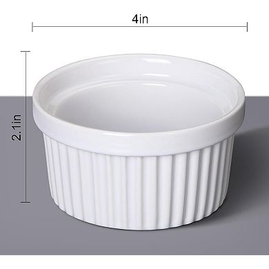 8 Oz Ramekins Set of 8, Ceramic Ramiken Oven Safe, Stackable Souffle Cups, Creme Brulee Ramekins