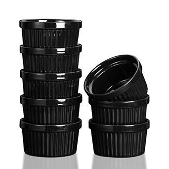 8 Oz Ramekins Set of 8, Ceramic Ramiken Oven Safe, Stackable Souffle Cups, Creme Brulee Ramekins