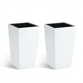 2 pc 16 in Tall Planters,Planter Pots,Front Porch with Drainage Holes＆Water Level Monitor＆Inner Bucket