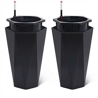 22 in Tall Planter 2 pc Large Outdoor Indoor Plant Pots-Modern Diamond Plant Pot for Front Porch Patio