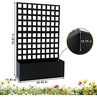 Metal Planter Boxes with Trellis Privacy Screen Outdoor,Galvanized Privacy Planters for Veggies