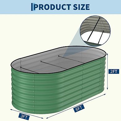 Galvanized Raised Garden Beds Planter Box for Vegetables, Flowers, Rust-Resistant Garden Box,6x3x2FT