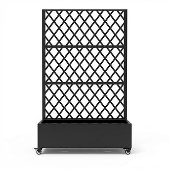 Privacy Screen with Planter Box, Garden Planter Box with Trellis for for Climbing Plants
