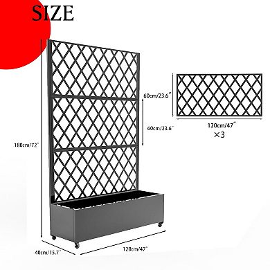 Privacy Screen with Planter Box, Garden Planter Box with Trellis for for Climbing Plants