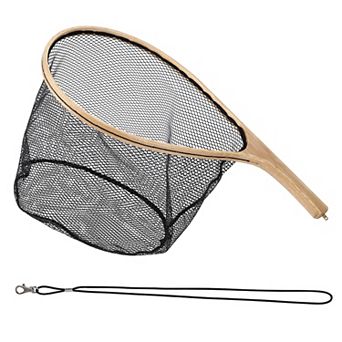 21x10 in Wooden Fishing Nets - Rubber Fishingnets, Fly Fishing Dipnets, Fishing Nets with Handles
