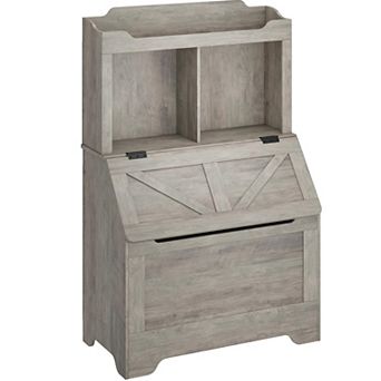 Bookshelf, Toy Storage Organizer with Flip-Top Lid and Cubby, Wood Bookcases Fit for Playroom