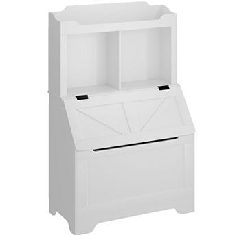 Bookshelf, Toy Storage Organizer with Flip-Top Lid and Cubby, Wood Bookcases Fit for Playroom