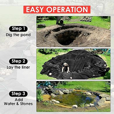 10x15FT Pond Liner,45 Mil Thickness, Pliable & Durable EPDM Material,Easy Cutting,UV Resistant