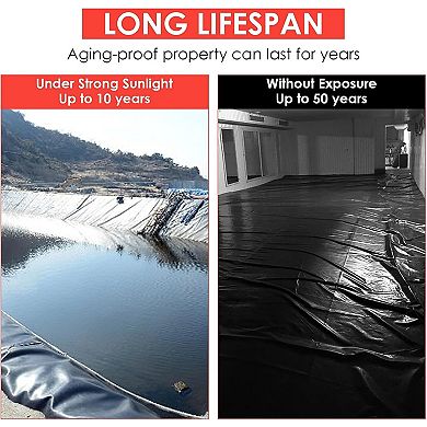 10x15FT Pond Liner,45 Mil Thickness, Pliable & Durable EPDM Material,Easy Cutting,UV Resistant