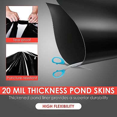 10x15FT Pond Liner,45 Mil Thickness, Pliable & Durable EPDM Material,Easy Cutting,UV Resistant