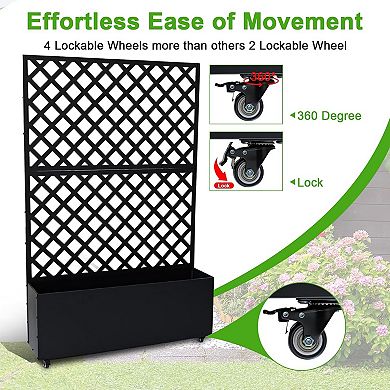 Metal Planter Boxes with Trellis Privacy Screen Outdoor,Galvanized Privacy Planters for Veggies