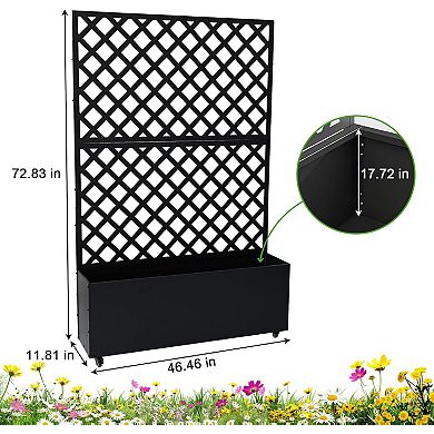 Metal Planter Boxes with Trellis Privacy Screen Outdoor,Galvanized Privacy Planters for Veggies