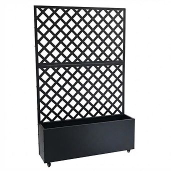 Metal Planter Boxes with Trellis Privacy Screen Outdoor,Galvanized Privacy Planters for Veggies