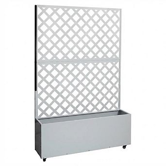 Metal Planter Boxes with Trellis Privacy Screen Outdoor,Galvanized Privacy Planters for Veggies