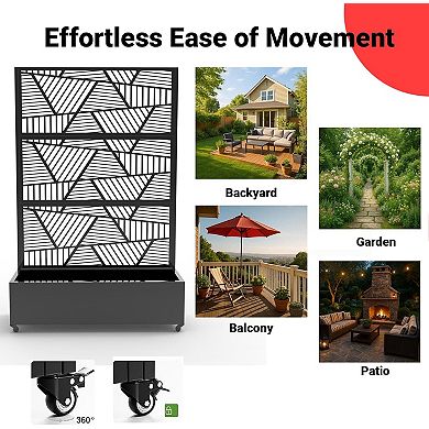 Privacy Screen with Planter Box, Garden Planter Box with Trellis for for Climbing Plants