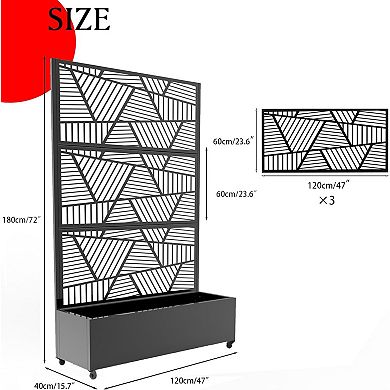 Privacy Screen with Planter Box, Garden Planter Box with Trellis for for Climbing Plants