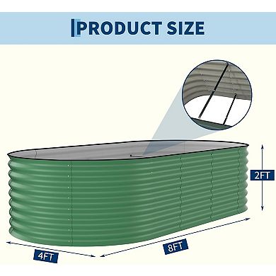 Galvanized Raised Garden Beds Planter Box for Vegetables, Flowers, Rust-Resistant Garden Box,8x4x2FT