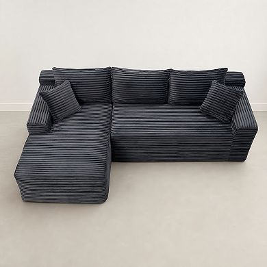 Lufeiya 106" Sectional Sofa with L-Shape Chaise, 4-Seat Deep Seat, Upholstered No Assembly Sofa