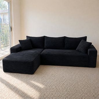 Lufeiya 106" Sectional Sofa with L-Shape Chaise, 4-Seat Deep Seat, Upholstered No Assembly Sofa