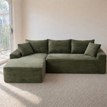 Lufeiya 106" Sectional Sofa with L-Shape Chaise, 4-Seat Deep Seat, Upholstered No Assembly Sofa