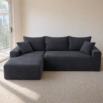 Lufeiya 106" Sectional Sofa with L-Shape Chaise, 4-Seat Deep Seat, Upholstered No Assembly Sofa