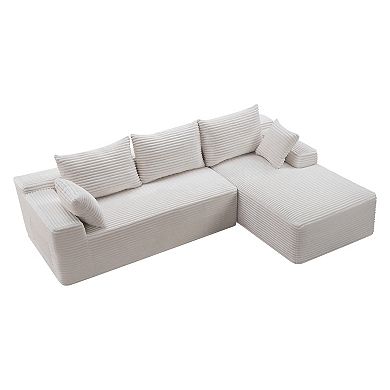 Lufeiya 106" Modular Sectional Sofa with L-Shape Chaise, 4-Seat Deep Seat Corner Couch, No Assembly