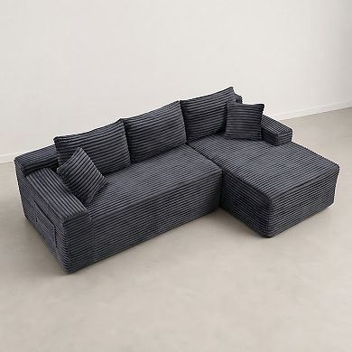 Lufeiya 106" Modular Sectional Sofa with L-Shape Chaise, 4-Seat Deep Seat Corner Couch, No Assembly