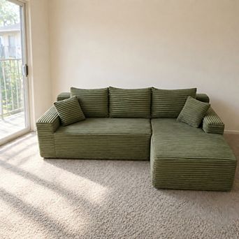 Lufeiya 106" Modular Sectional Sofa with L-Shape Chaise, 4-Seat Deep Seat Corner Couch, No Assembly