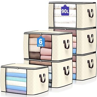 90L Foldable Storage Bags Reinforced Handles Clear Window