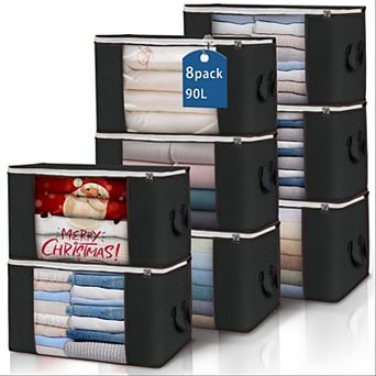 90L Foldable Storage Bags Reinforced Handles Clear Window