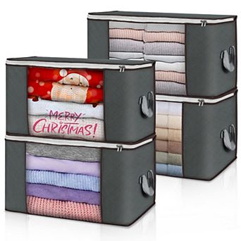 90L Foldable Storage Bags Reinforced Handles Clear Window