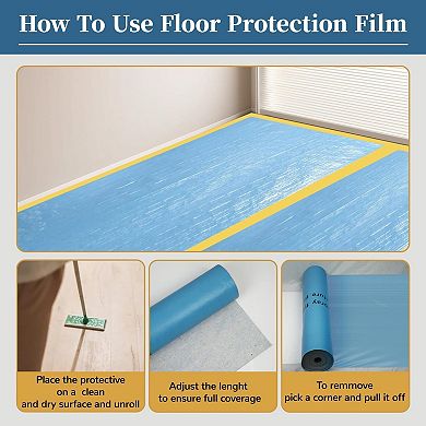 40"x168' Blue Temporary Floor Protection Roll 560sqft Tear-Resistant PP Film for Construction