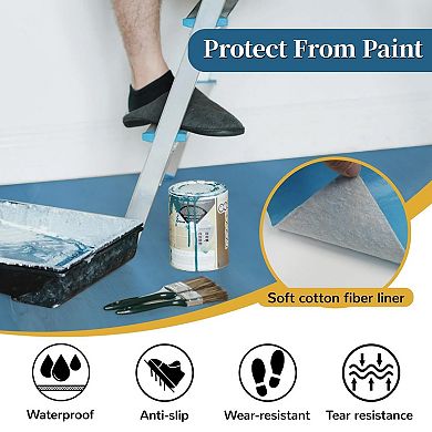 40"x168' Blue Temporary Floor Protection Roll 560sqft Tear-Resistant PP Film for Construction