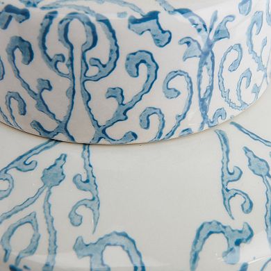 Hello Honey Decorative Ceramic Ginger Jar with Lid, Blue and White