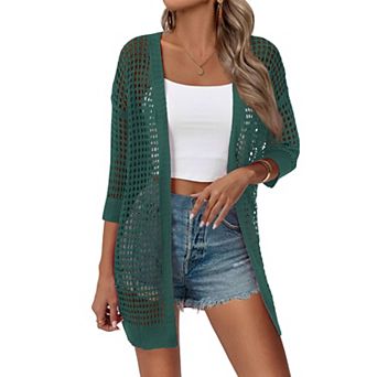 Zeagoo Plus Size Crochet Cardigan Short Sleeve Open Front Lightweight Summer Boho Kimono Cardigans