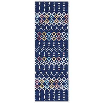 Vintage Trellis Living Room Rugs with Non-Slip Backing, Washable Geometric Accent Carpet