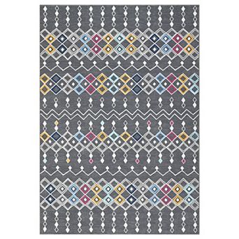 Vintage Trellis Living Room Rugs with Non-Slip Backing, Washable Geometric Accent Carpet