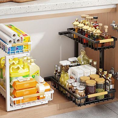 Under Sink Organizers and Storage with 2 Sliding Drawer for Home, Laundry, RV, Pantry