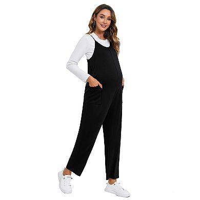 Maternity Overalls Jumpsuits for Women Casual Sleeveless Spaghetti Strap Romper Jumpers