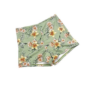 Plus Size Print Swim Dress Set Two Piece Skirted Swimsuit with Built In Shorts