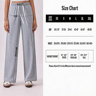 Women's High Waisted Wide Leg Sweatpants Baggy Drawstring Casual Workout Pants with Pockets