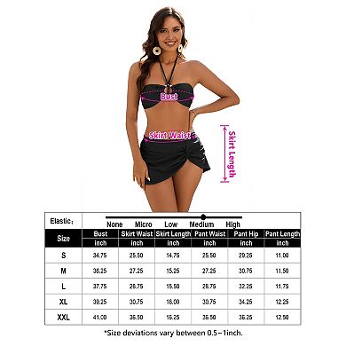 Women's 2 Piece Halter Top Wrap Skirt Swimsuit Sets