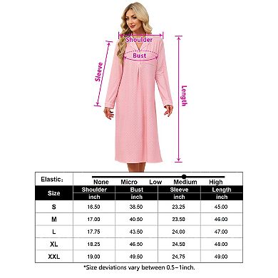 Women's V-Neck Long Sleeve Nightgown Sleepwear Pajamas