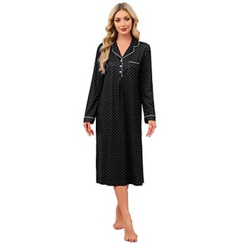 Women's V-Neck Long Sleeve Nightgown Sleepwear Pajamas