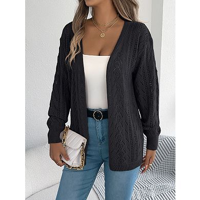 Women's Open-Front Long Lantern Sleeve Cardigan Sweater